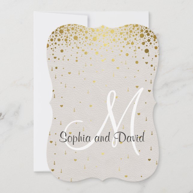 Wedding Invitations | Gold Glam Confetti RSVP (Front)