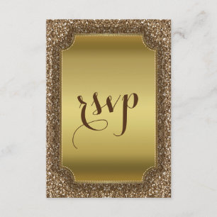 Wedding Invitations   Gold Glitter Custom RSVP