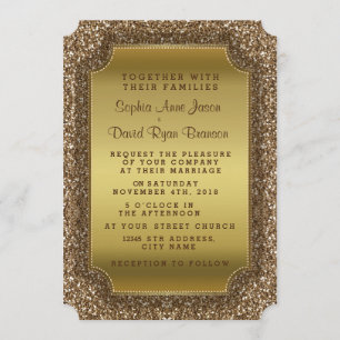 Wedding Invitations Gold Glitter Invitation