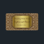 Wedding Invitations | Gold Glitter Wine Favour Label<br><div class="desc">Beautiful design featuring an elegant golden shape on a digital glitter background. Subtle shade of gold and brown makes this collections unique. Use Customise it tool to add your info,  change colours. For matching accessories see my Luxury Gold Glitter Wedding Collection.</div>