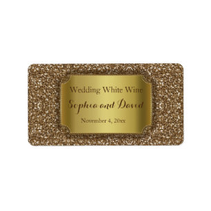 Wedding Invitations Gold Glitter Wine Favour Label