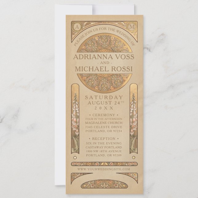Wedding Invitations | Gold Nouveau Deco (Front)