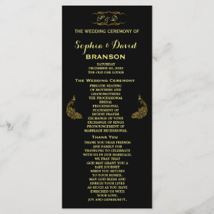 Wedding Invitations Gold Peacock Program Custom