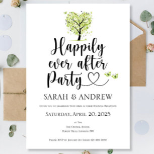 Wedding Invitations Green Spring Happily Ever Afte