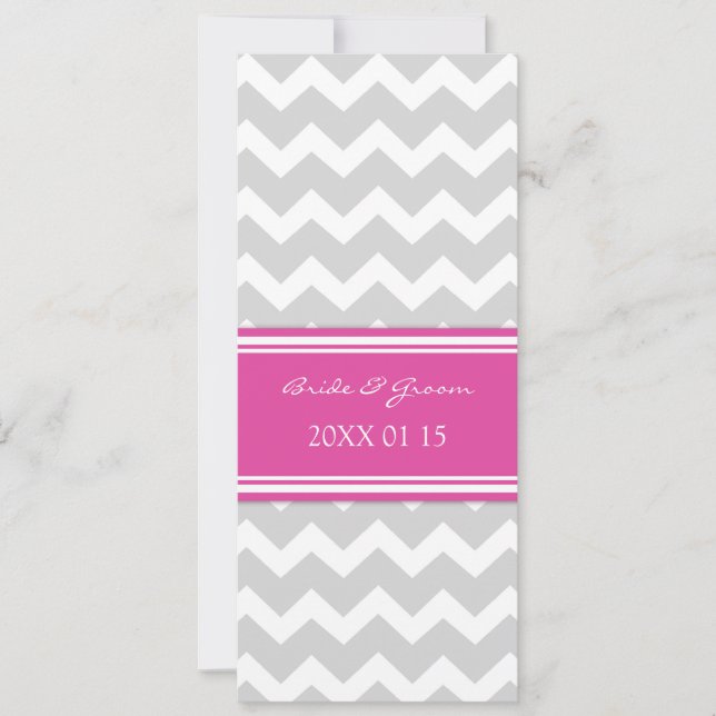 Wedding Invitations Grey Hot Pink Chevron (Front)