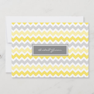 Wedding Invitations Grey Yellow Chevron
