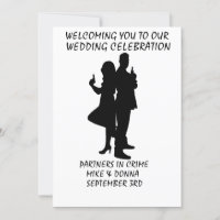 WEDDING INVITATIONS GUNS PARTNERS IN CRIME