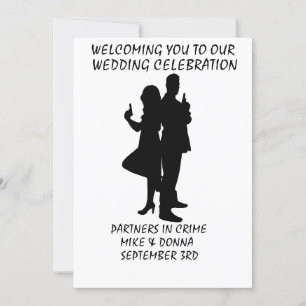 WEDDING INVITATIONS GUNS PARTNERS IN CRIME