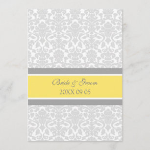 Wedding Invitations Lemon Grey White Damask