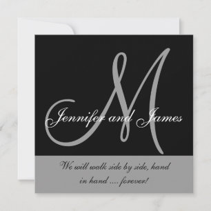 Wedding Invitations Monogram Saying Black White