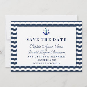 Wedding Invitations   Nautical Navy SAVE THE DATE