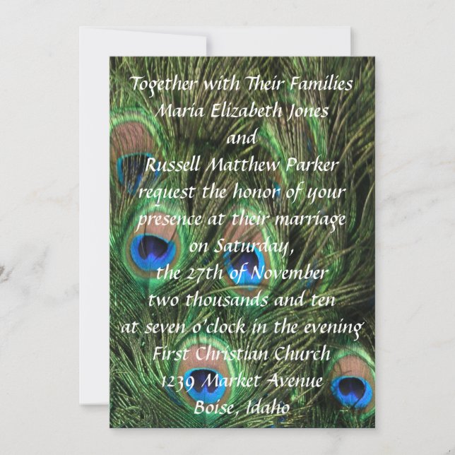 Wedding Invitations Peacocks (Front)