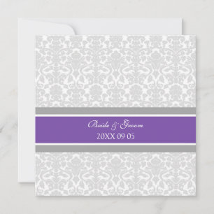 Wedding Invitations Plum Grey White Damask