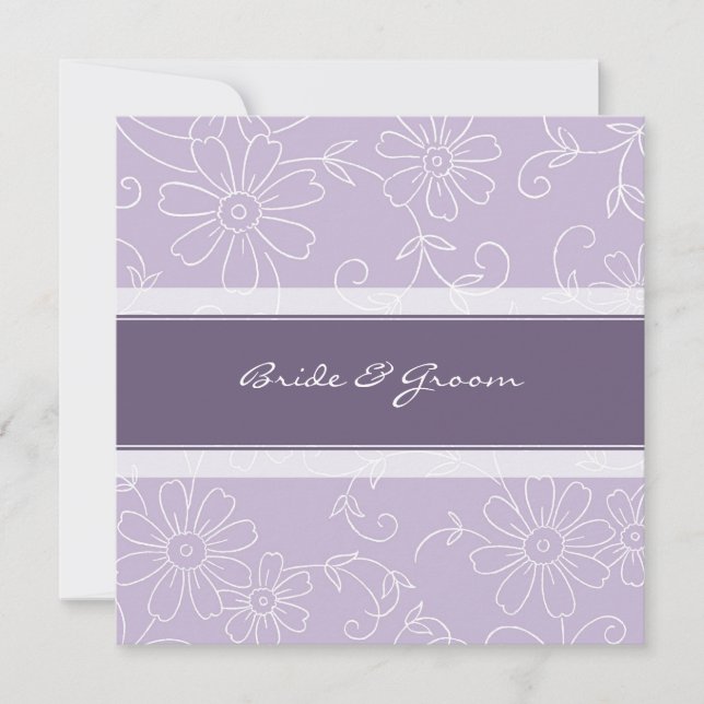 Wedding Invitations Purple and White Floral (Front)