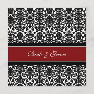Wedding Invitations Red Black White Damask