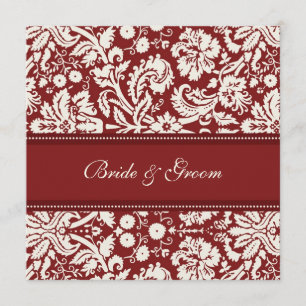 Wedding Invitations Red Cream Damask