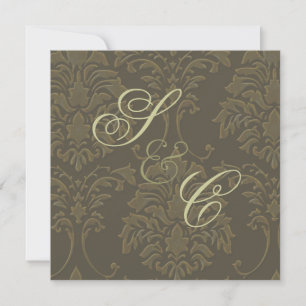 Wedding Invitations, rustic damask Invitation