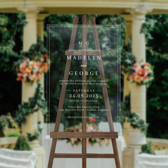 Wedding Invitations Simple Template Minimalist Acrylic Sign (Creator Uploaded)