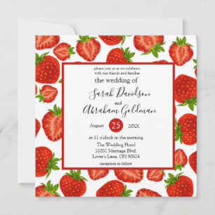 Wedding Invitations - Strawberries Botanical Red