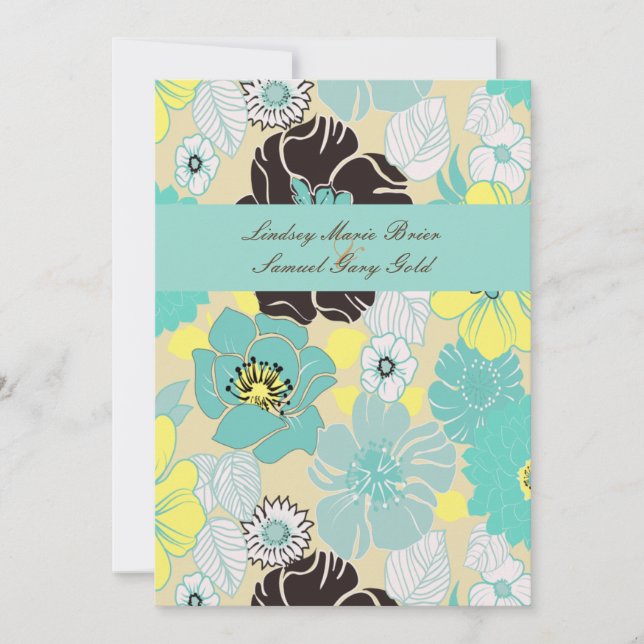 Wedding Invitations ~ summer florals blue poppies (Front)