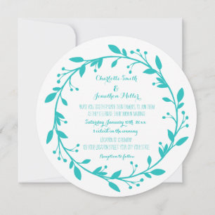 Wedding Invitations Teal Blue Floral