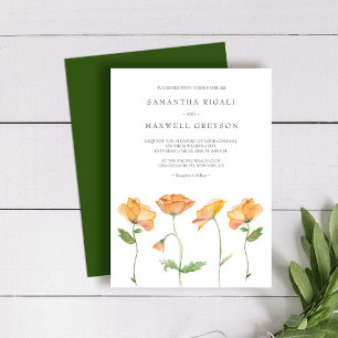 Wedding Invitations Watercolor Orange Poppies