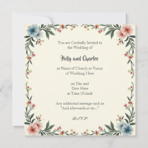 Wedding Invitations with a Border of Flowers