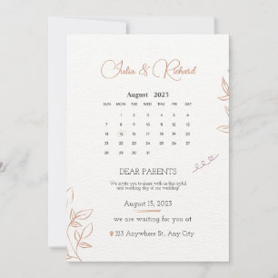 Wedding invitations with calendar 2024