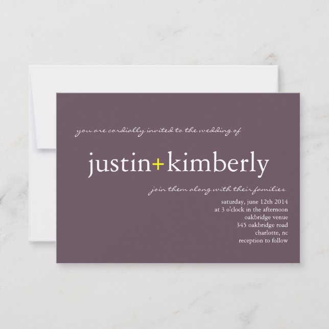 Wedding Invite | A+ |sm purple (7 Designer Colours (Front)