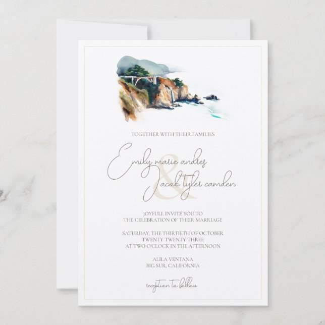 Wedding Invite - Big Sur in Watercolor (Front)