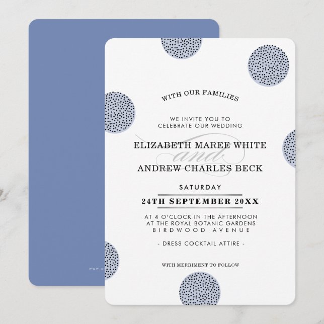 WEDDING INVITE chic minimalist large mini dot (Front/Back)