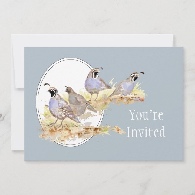Wedding Invite Custom California Quail Birds (Front)