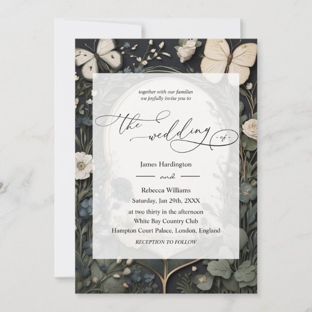 Wedding invite design of Moonlit Garden (Front)