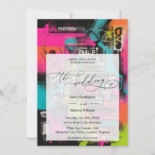Wedding invite design of Neon Graffiti
