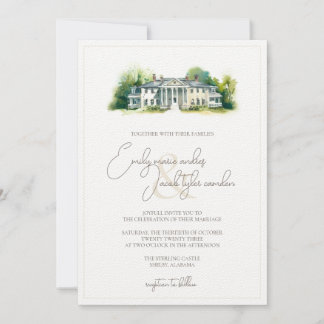 Wedding Invite - Elegant Estate in Watercolor