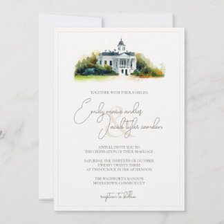 Wedding Invite - Historic Building in Watercolor