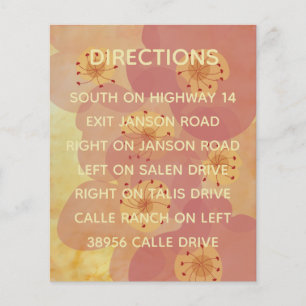 Wedding Invite Insert Card Asian Influenced Floral