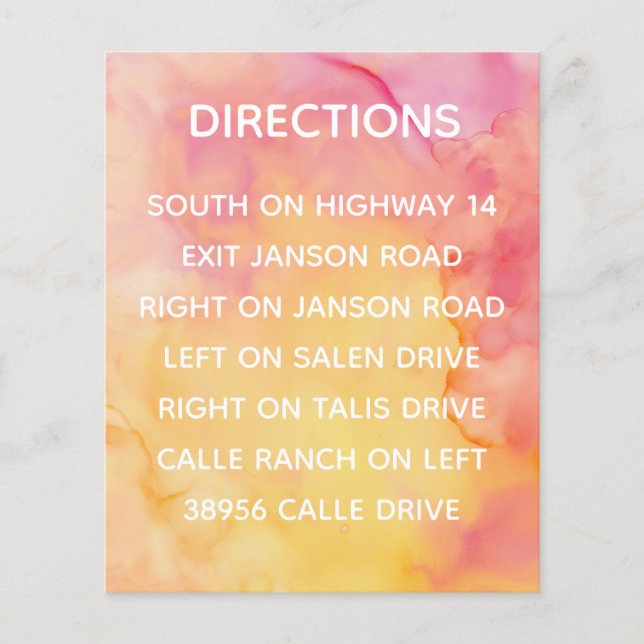 Wedding Invite Insert Card Fresh Flowers (Front)