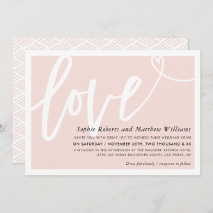 WEDDING INVITE love brush lettered blush pink