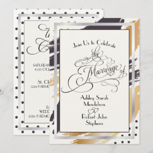 Wedding Invite Modern Paint Strokes and Typography