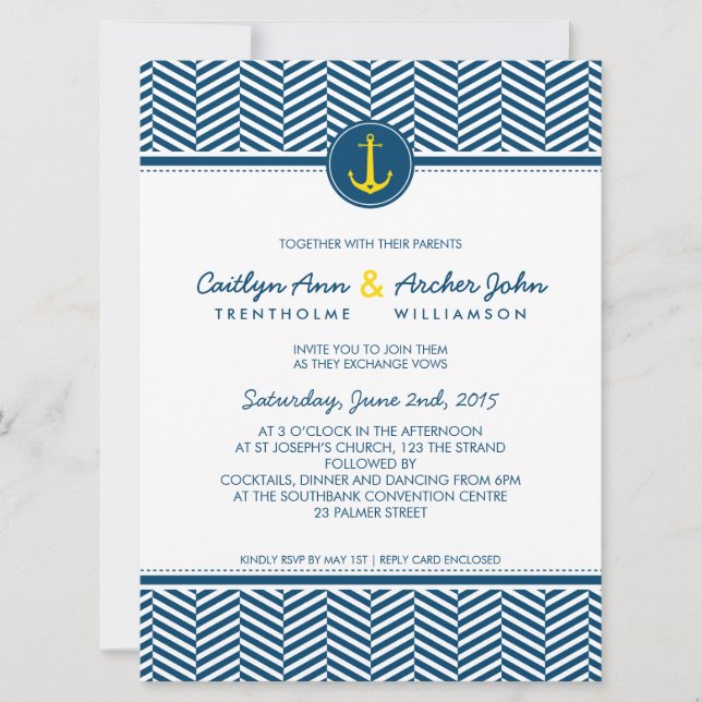 WEDDING INVITE nautical anchor custom monogram (Front)