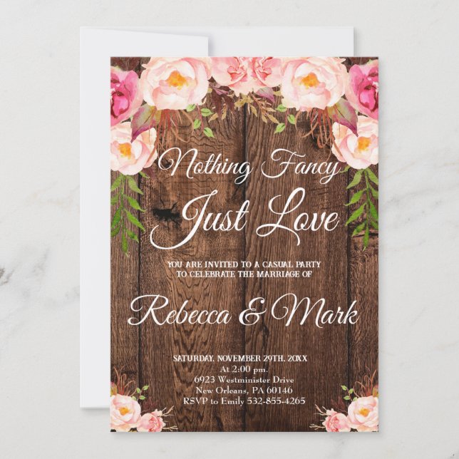 Wedding Invite, Nothing Fancy Just Love Invitation (Front)