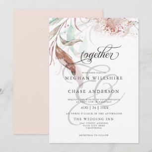WEDDING INVITE   Pastel Watercolor Wispy Foliage