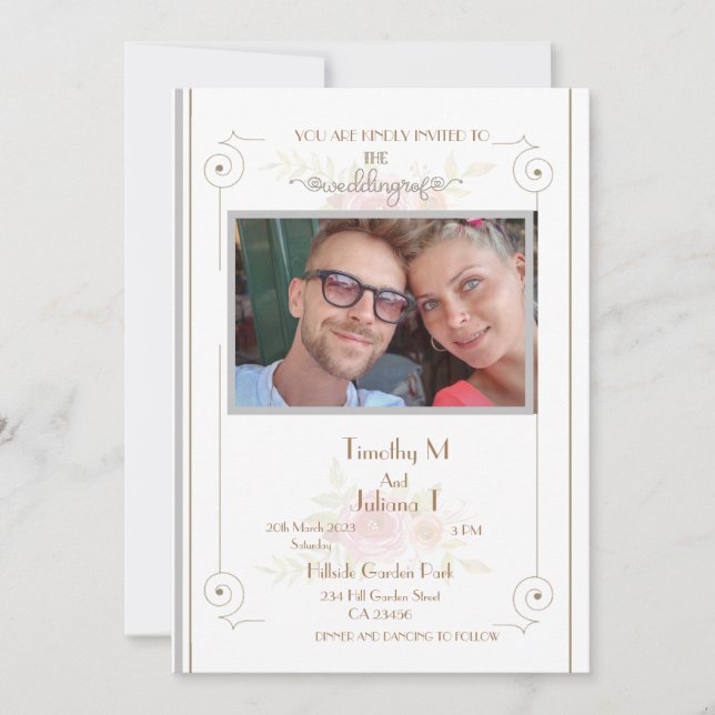 Wedding Invite Personalized Photo Name Address  (Front)