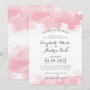 WEDDING INVITE stylish chic watercolor blush pink
