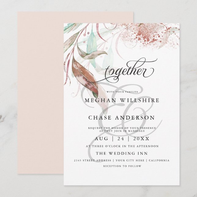 WEDDING INVITE | Wispy Spray of Autumn Foliage (Front/Back)