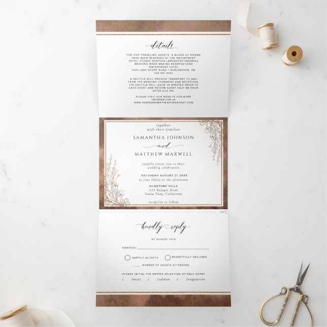 Wedding Invite with RSVP, Earth Tones Watercolor (Inside)