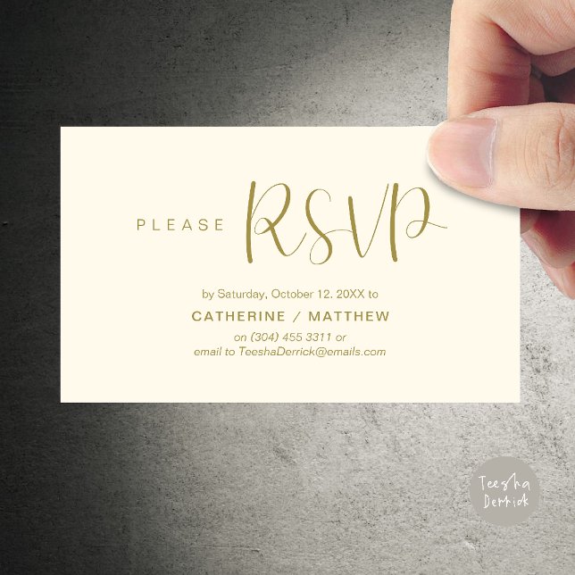 Wedding Invites RSVP Reminder, Modern Minimal (Wedding Invites RSVP Reminder enclosed card, Modern Minimal Yellow Gold)