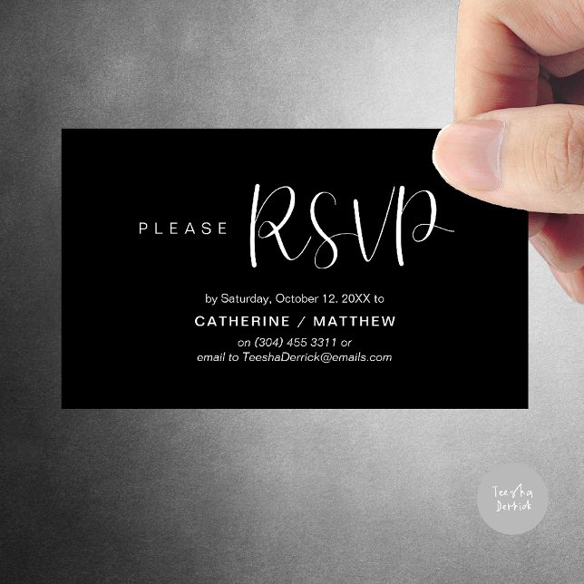 Wedding Invites RSVP Reminder, Modern Minimal (Wedding Invites RSVP Reminder enclosed card, Modern Minimal Black and White)