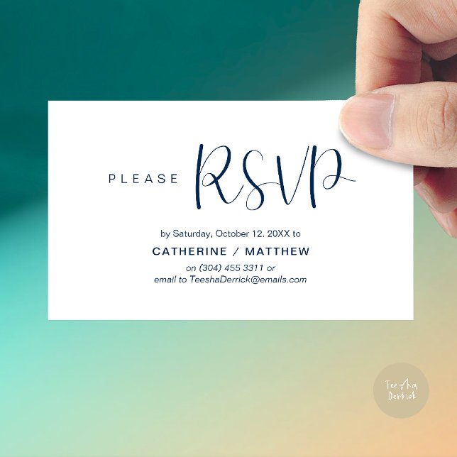 Wedding Invites RSVP Reminder, Modern Minimal (Wedding Invites RSVP Reminder enclosed card, Modern Minimal Navy Blue)